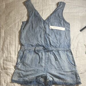 Mustard Seed Light Blue Denim Romper